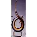 Art Glass Sculpture - Brown/ Yellow Curlicue